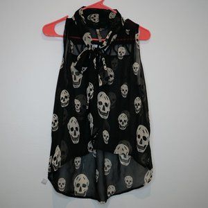 Skull Modcloth Secretary Blouse Size M